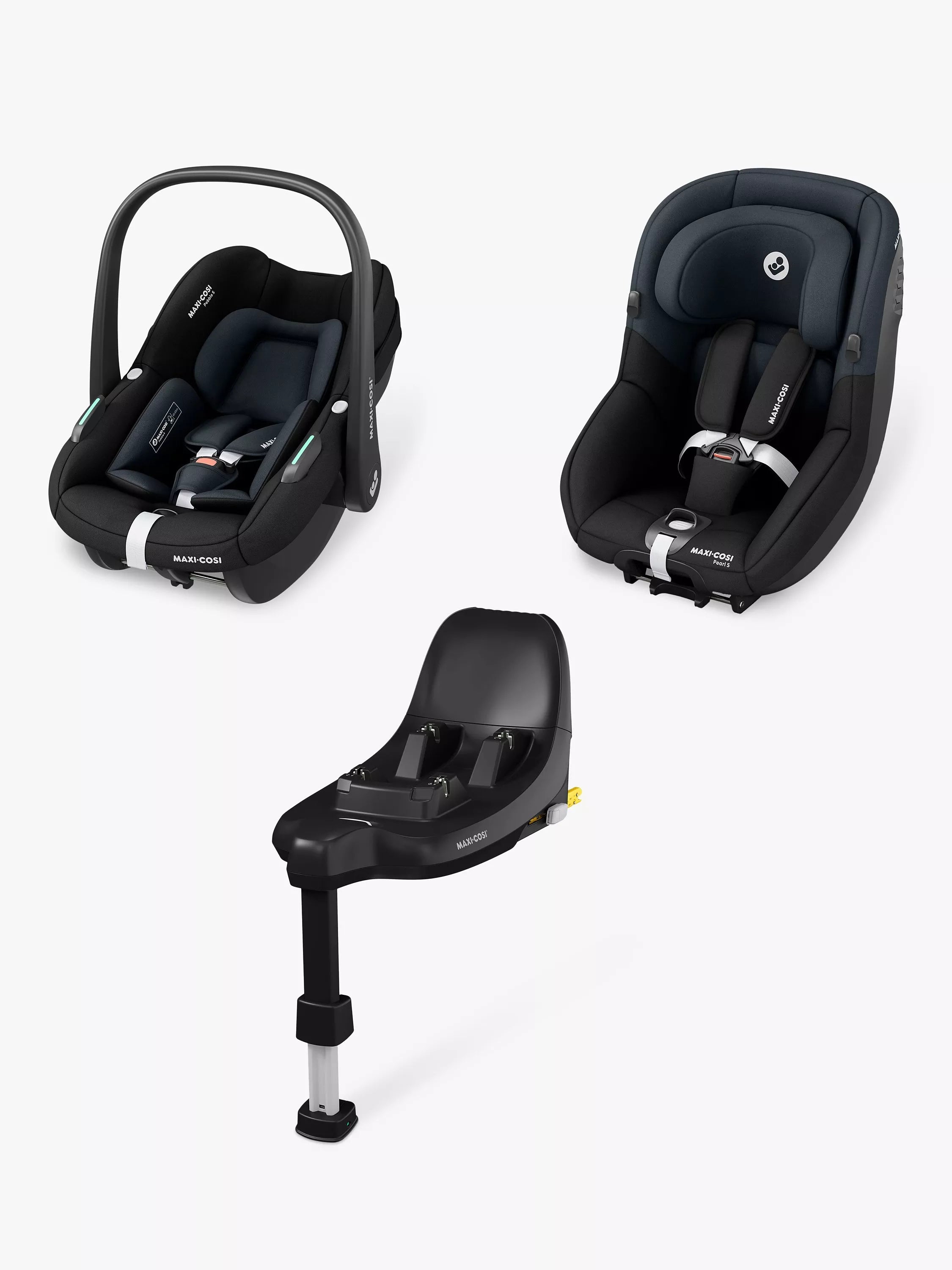 Maxi-Cosi Pebble S and Pearl S Car Seats with FamilyFix S Car Seat Base Modular Bundle, Tonal Black - McGrocer