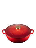 Le Creuset Cast Iron Holly Round Soup Pot, 4.1L, Cerise - McGrocer