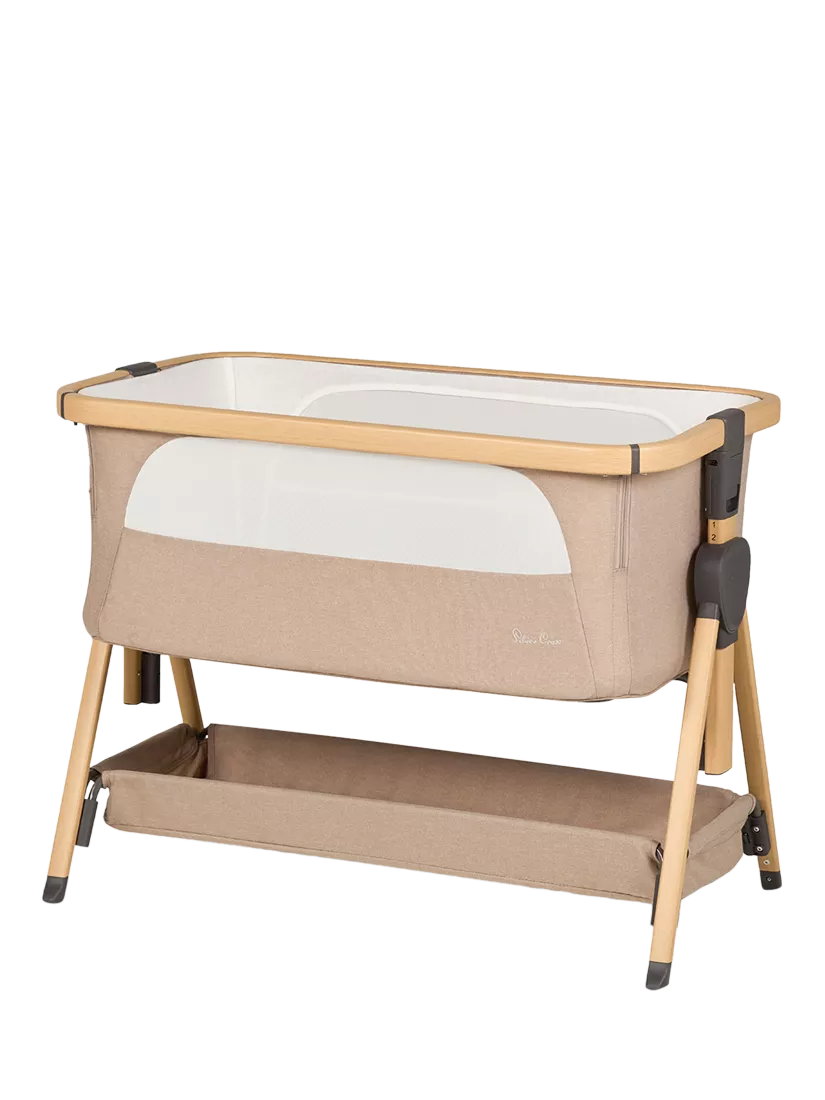 Silver Cross Lunar Bedside Crib, Oatmeal - McGrocer