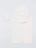 John Lewis Baby Cloud Hooded Towel & Mitt Set, White - McGrocer