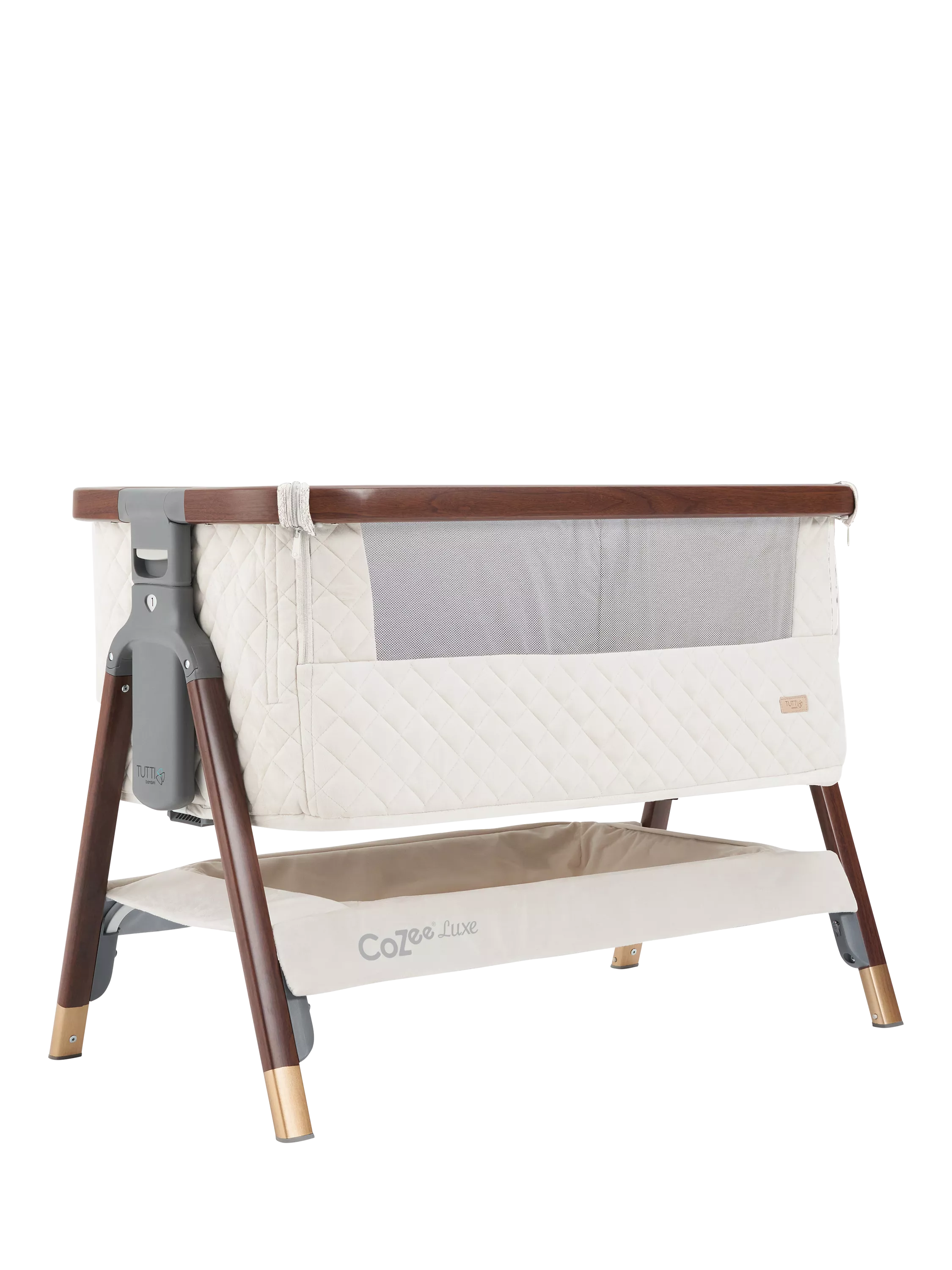 Tutti Bambini CoZee Luxe Bedside Crib, Walnut/Cream - McGrocer