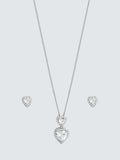 Jon Richard Cubic Zirconia Halo Double Heart Box Set Silver