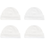 M&S Pure Cotton Hats, 4 Pack, 6-12 Months, White