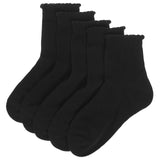 M&S Girls Short Picot Socks, 4-7, Black