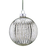 Antique Silver Horizontal Ribbed Glass Ball 8cm
