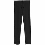M&S Plain Ribbed Cotton Leggings, 2-3 Years, Black