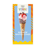M&S 6 Rainbow Waffle Cones