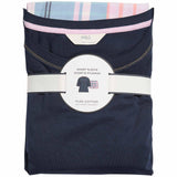 M&S Cotton Top Woven Checked Pyjama Set, 8, Navy