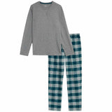 M&S Mens Brushed Cotton Checked Pyjama Set, XL, Grey