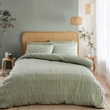 Catherine Lansfield Seersucker Super King Duvet Set Sage