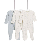 M&S Dog Popper Footed Sleepsuit, 3 Pack, 0-3 Months, Blue