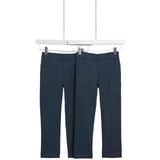 M&S Boys Regular Leg Adjustable Hem Trousers, 9-10 Years, Navy