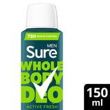 Sure Men Active Fresh Whole Body Deodorant Spray 72h Odour Control 150ml