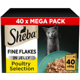 Sheba Fine Flakes Poultry in Jelly Mega Pack Cat Food Pouches 40 x 85g