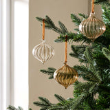 Habitat Pack of 3 Unique Glass Christmas Baubles - Cream