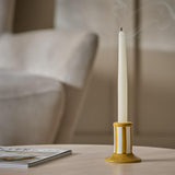 Habitat Ceramic Stripe Taper Candle Holder - Mustard