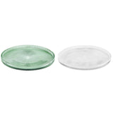 Habita 25Cm Pillar Candle Pressed Glass Candle Plate - Clear/Green