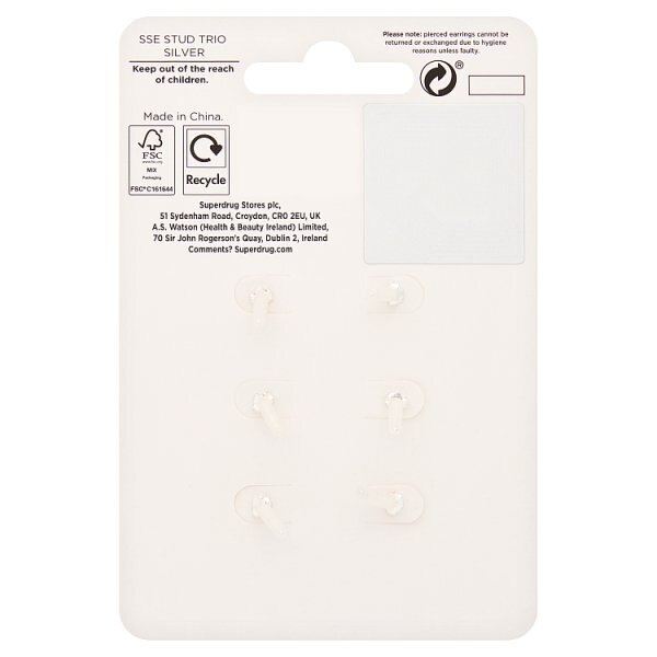 Superdrug Premium Sterling Silver Stud Trio GOODS Superdrug