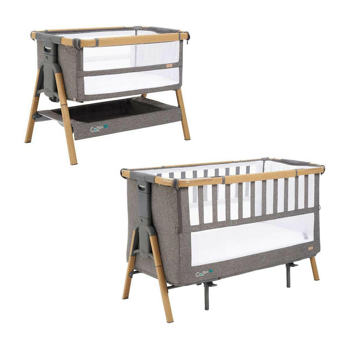 Tutti Bambini Cozee XL Bedside Crib & Cot - Oak / Charcoal GOODS Boots