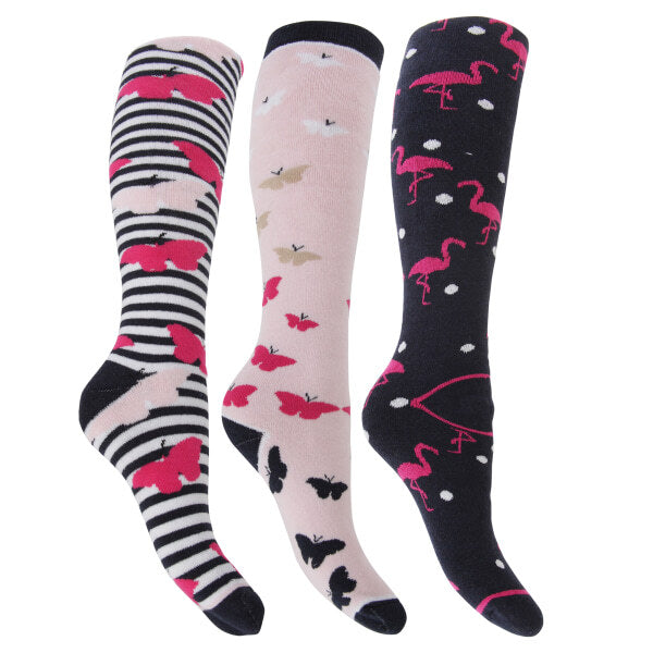 Womens Hyperwarm Long Welly Socks (3 Pairs) (4-7 39-42 EU) GOODS Superdrug Flamingo/Butterfly/Butterflies