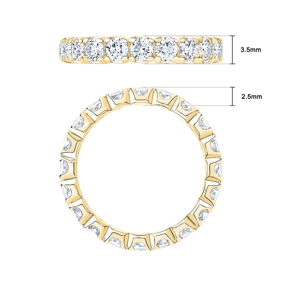 2.00ctw Round Brilliant Cut Diamond Eternity Ring, 18ct Yellow Gold in 6 Sizes - McGrocer