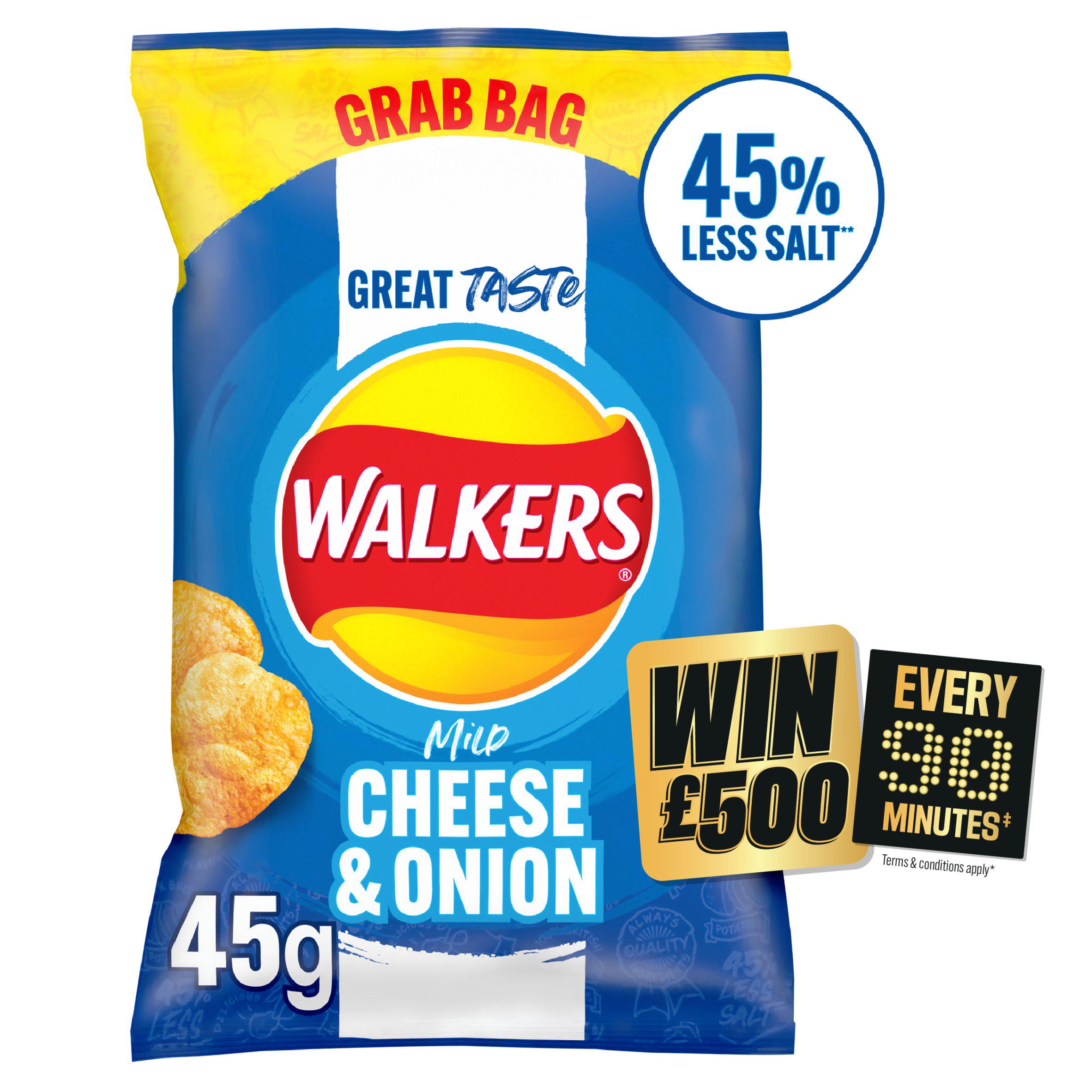 Walkers Less Salt Mild Cheese & Onion Crisps 45g GOODS Sainsburys