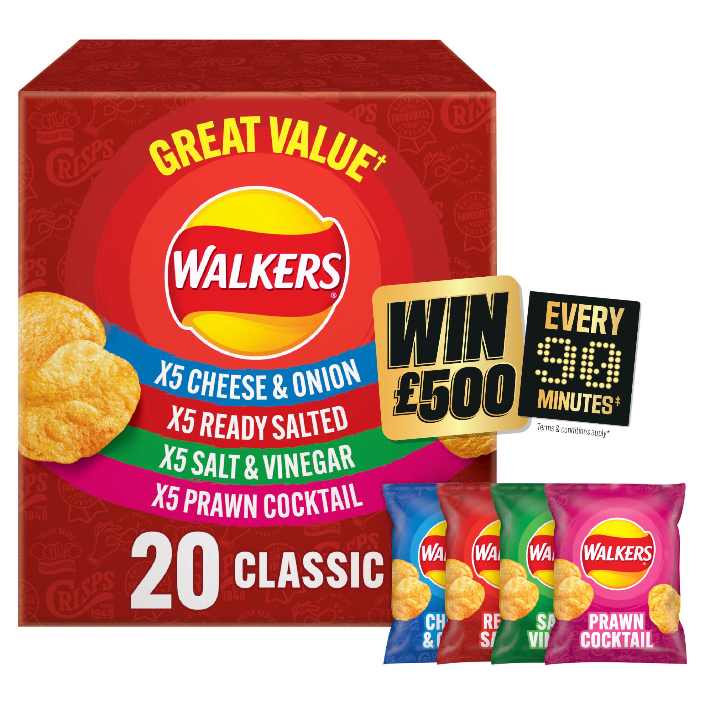 Walkers Classic Variety Multipack Crisps 20x25g 10+ packs Sainsburys
