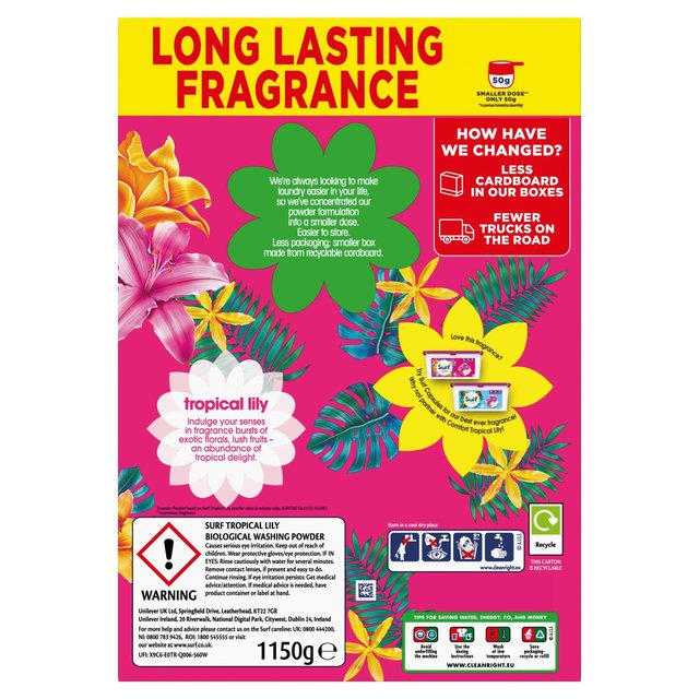 Surf Biological Washing Powder Tropical Lily & Ylang-Ylang  23 Wash   1.15kg GOODS M&S