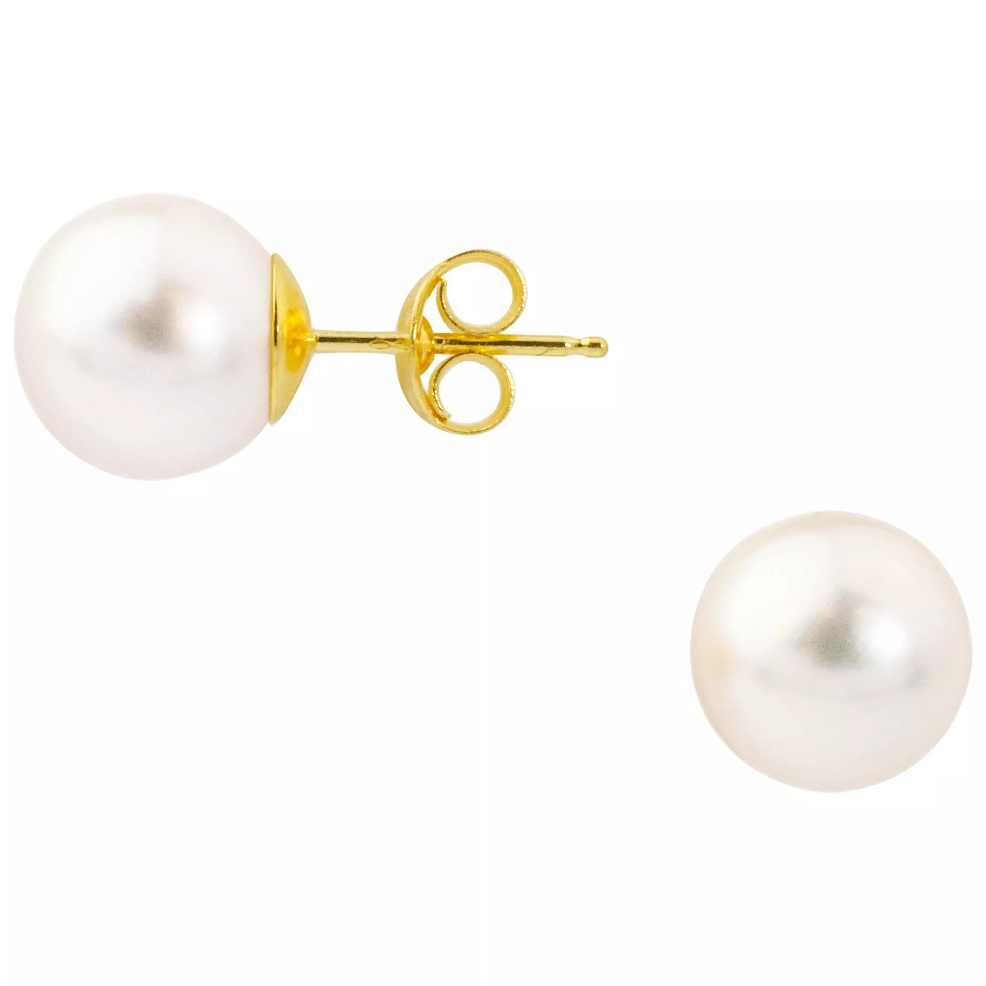 E.W Adams 18ct Yellow Gold Pearl Stud Earrings, White - McGrocer
