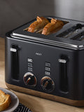 Black Bronx Wood Effect 4 Slice Toaster