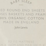 John Lewis GOTS Organic Cotton Fitted Moses Basket Sheet, Pack of 2, 33 x 76cm - McGrocer