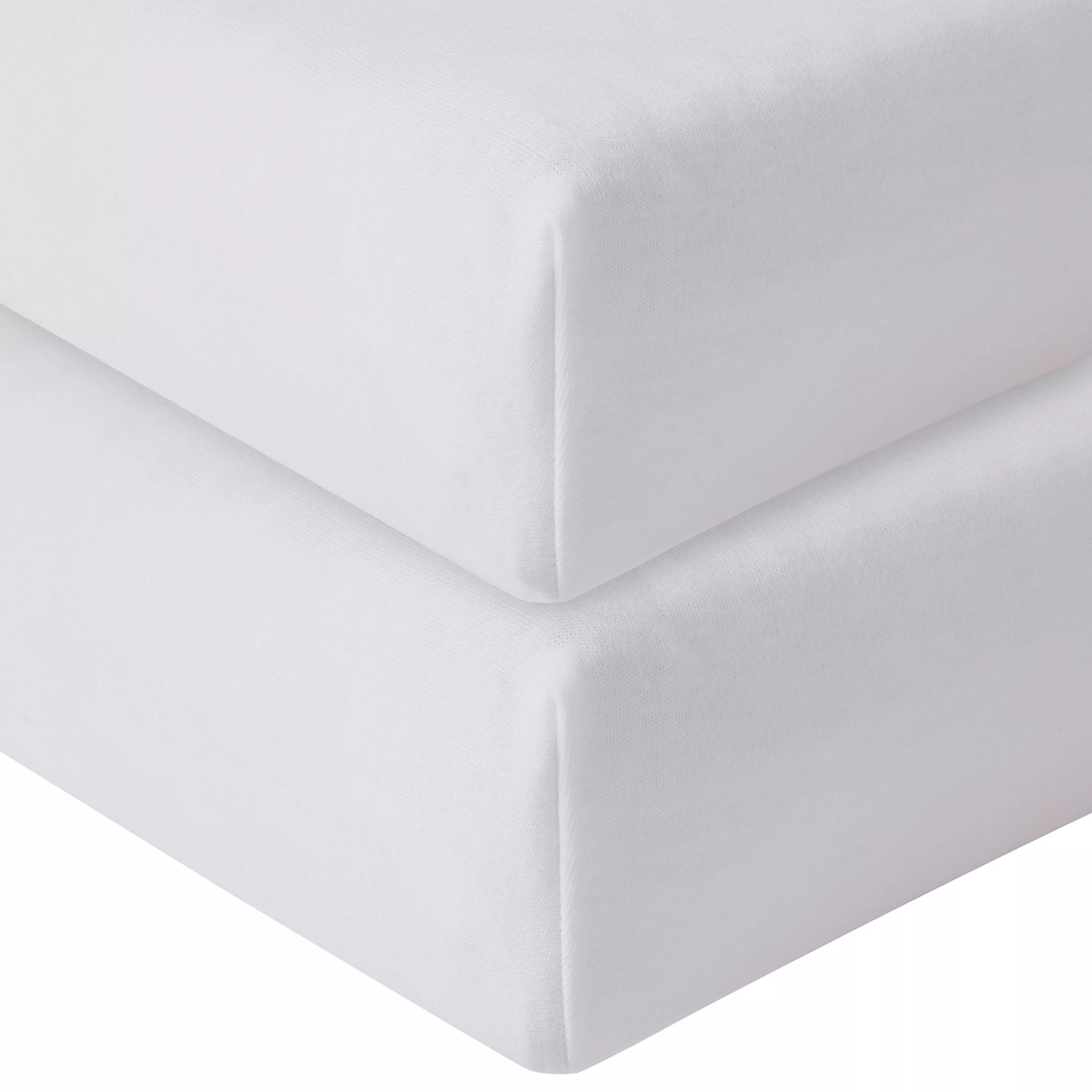 John Lewis Organic Cotton Fitted Travel Cot Sheet, Pack of 2, White - McGrocer