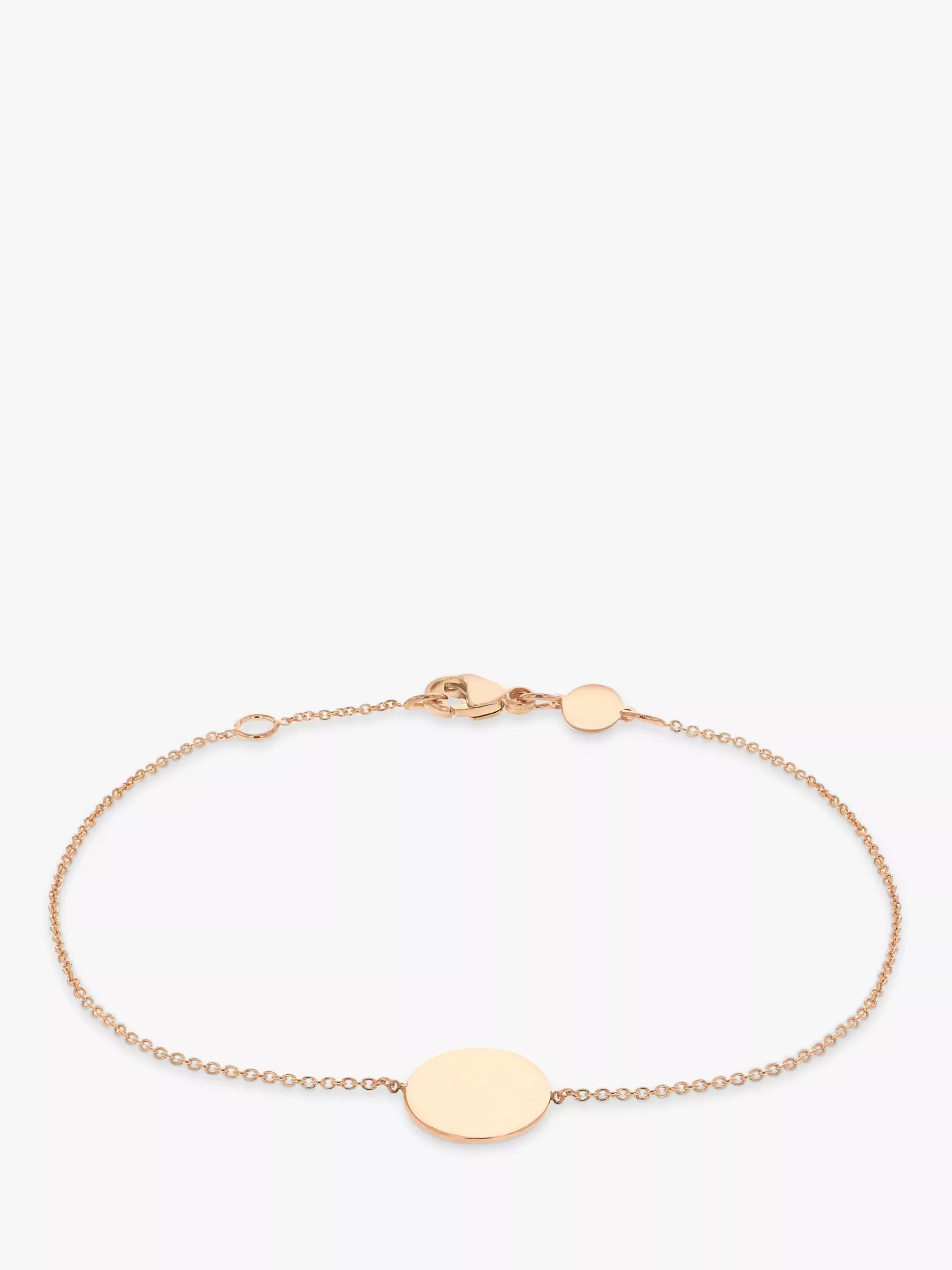 IBB Personalised 9ct Rose Gold Disc Initial Chain Bracelet - McGrocer