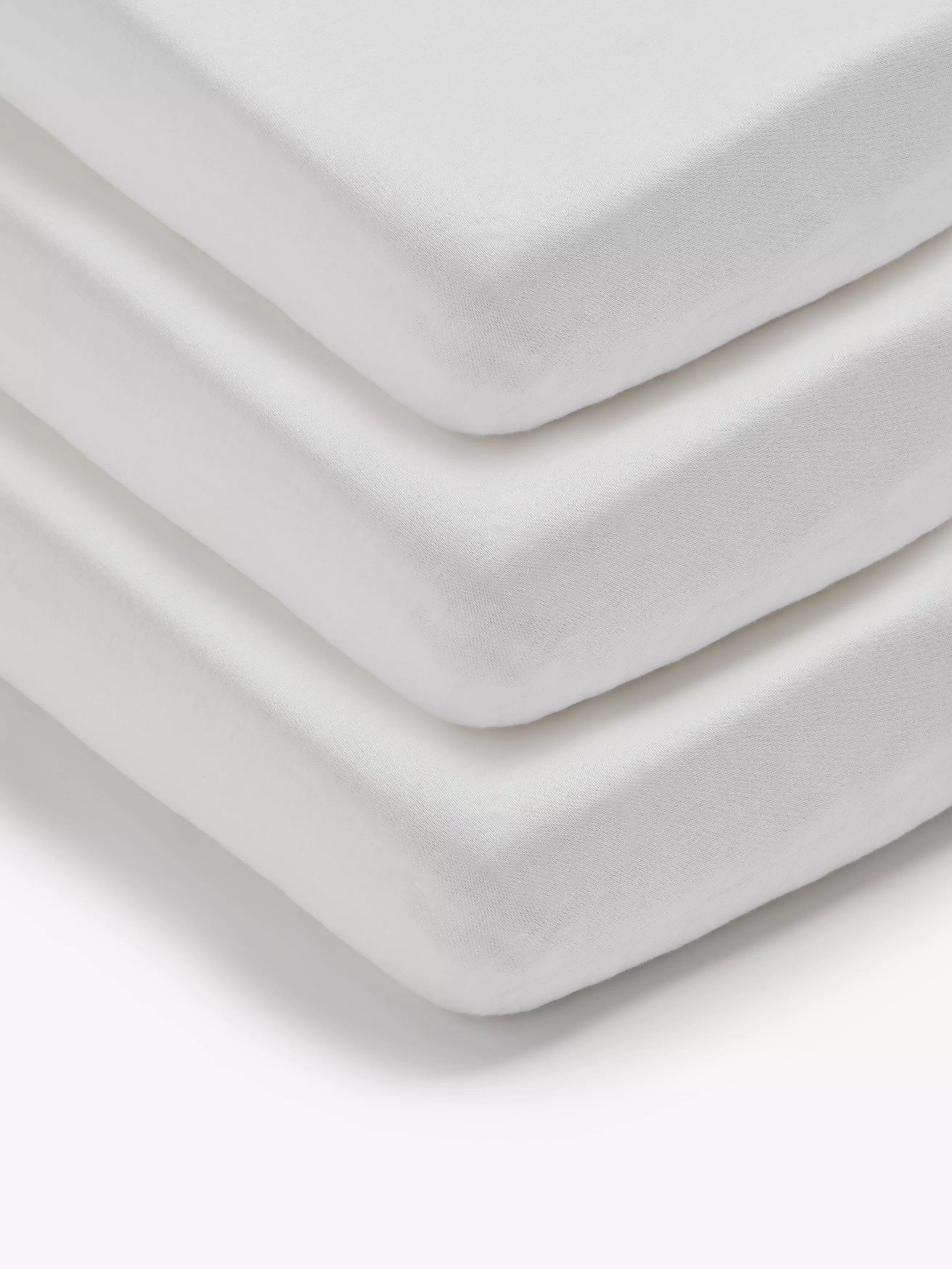 John Lewis ANYDAY Cotton Fitted Cotbed Sheet, Pack of 3, 70 x 140cm, White - McGrocer