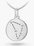 IBB Personalised Capricorn Star Sign Disc Pendant Necklace, Silver - McGrocer