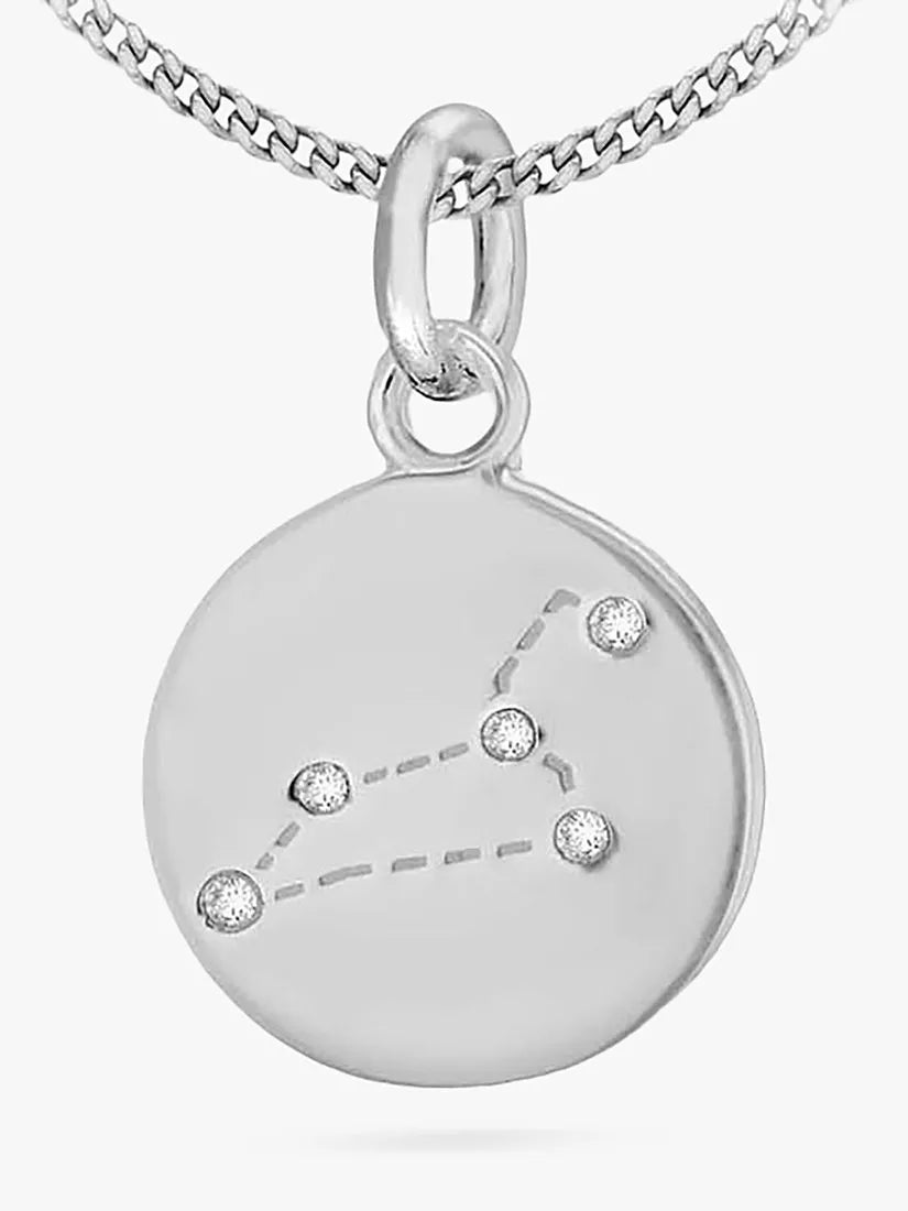 IBB Personalised Leo Star Sign Disc Pendant Necklace, Silver - McGrocer