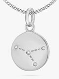IBB Personalised Cancer Star Sign Disc Pendant Necklace, Silver - McGrocer