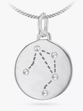 IBB Personalised Libra Star Sign Disc Pendant Necklace, Silver - McGrocer