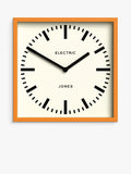 Jones Clocks Electric Square Analogue Wall Clock 25Cm Orange