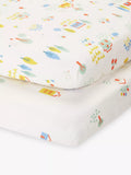 John Lewis ANYDAY Happy Houses Print Cotton Infant Fitted Sheet, Pack of 2 - McGrocer
