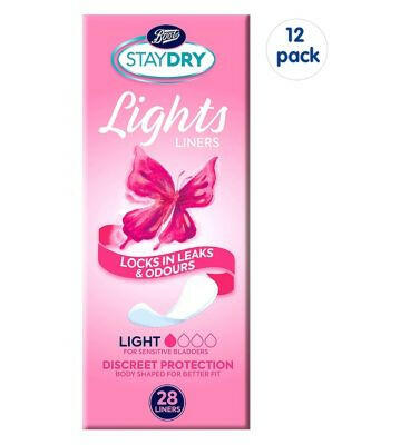 Staydry Lights Light Liners for Light Incontinence 12 Pack Bundle – 336 Liners GOODS Boots