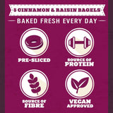 Warburtons Cinnamon & Raisin Thin Bagels   6 per pack GOODS M&S