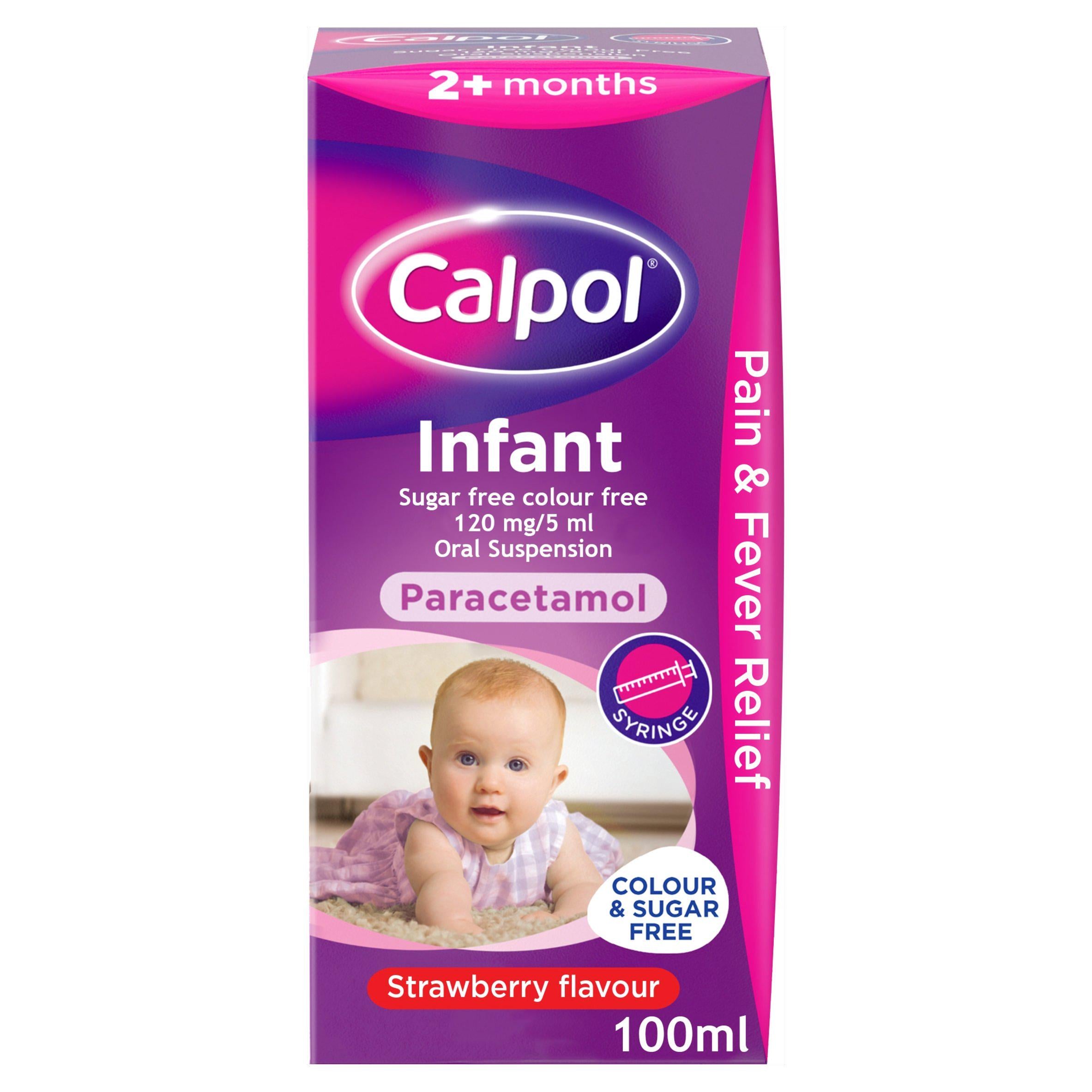 Calpol Infant Sugar Free Colour Free Oral Suspension 2+ Months 100ml - McGrocer