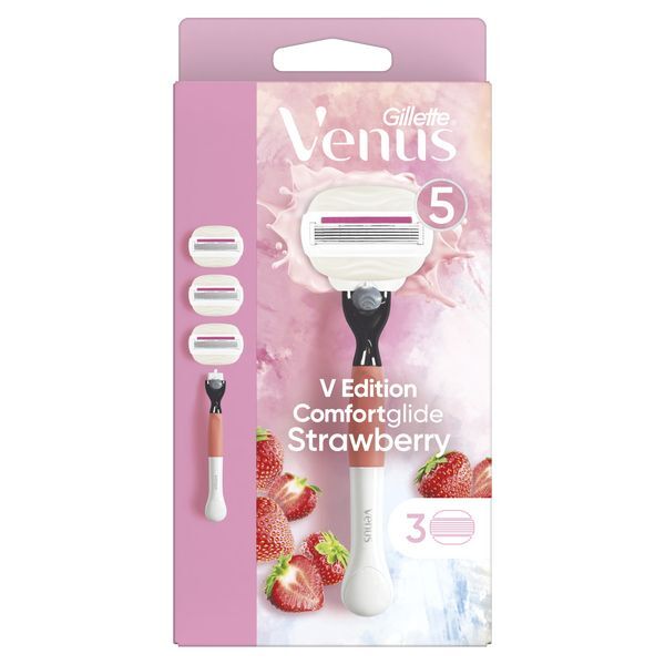 Venus Edition Comfortglide Strawberry Razor Handle +3 Blades GOODS Superdrug