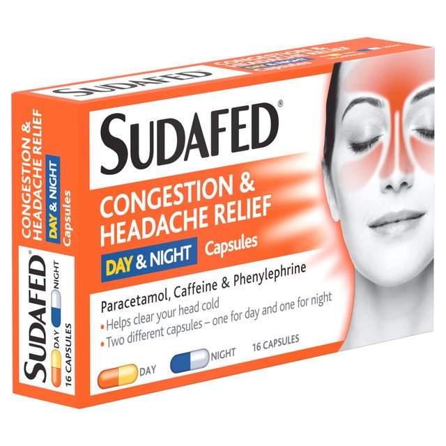 Sudafed Congestion Headache Relief Day & Night Capsules 16 per pack GOODS M&S