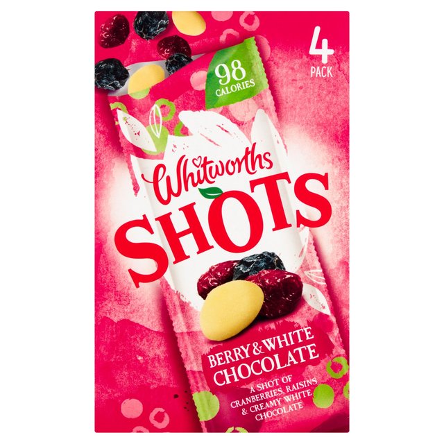 Whitworths Shots Snack Pack Berry & White Chocolate 4 per pack GOODS M&S