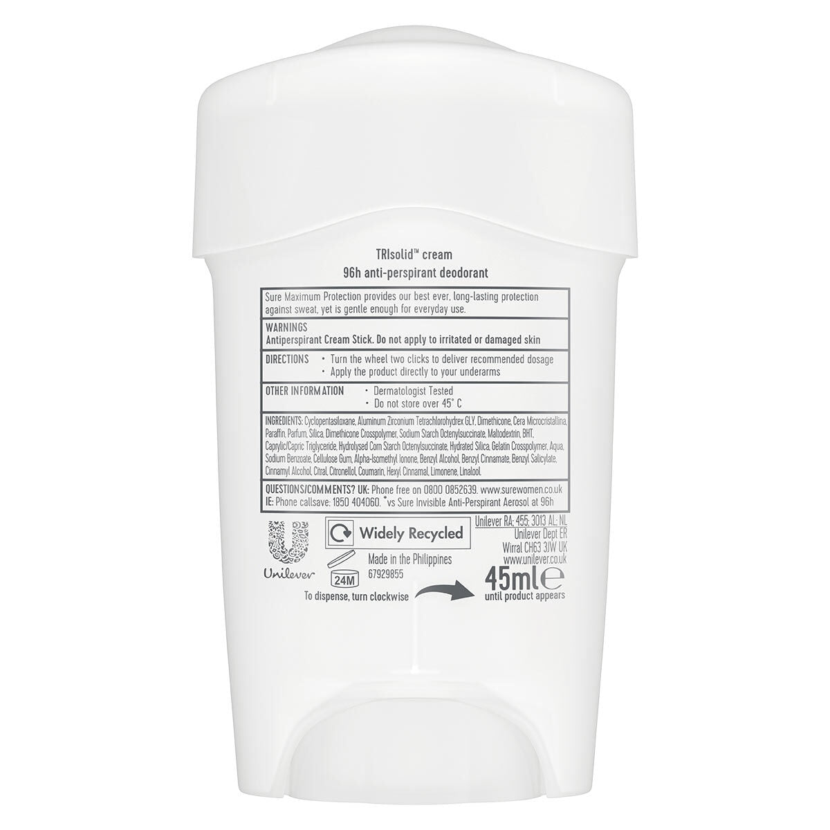 Sure Women Maximum Protection Anti-Perspirant, 2 x 45ml GOODS Costco UK