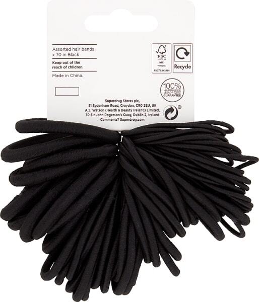 Superdrug Hair Bands Assorted Black x70 GOODS Superdrug