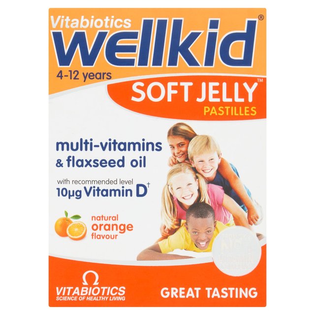 Vitabiotics Wellkid Multivitamins & Flaxseed Oil Orange Jelly Pastilles 30 per pack GOODS M&S