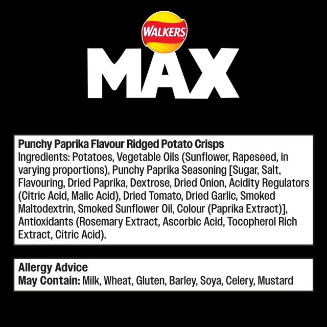 Walkers Max Punchy Paprika Sharing Bag Crisps 140g GOODS M&S